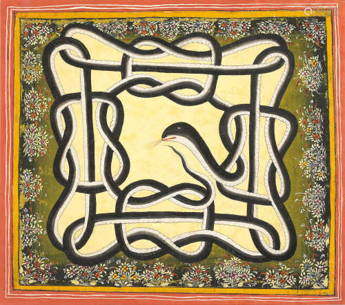 Naag Paash: a mystical diagram in the form of an entwined snake Udaipur, 18th Century