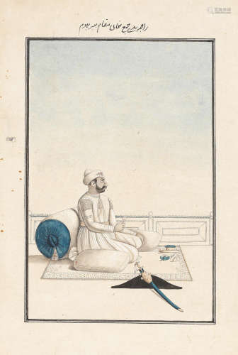 (5) Five portraits of Nawabs and zamindars of Oudh seated on terraces Oudh, Murshidabad, late 18th Century