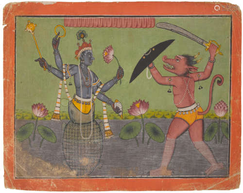 An illustration from a Dashavatara series: Kurma avatar Mandi, circa 1720