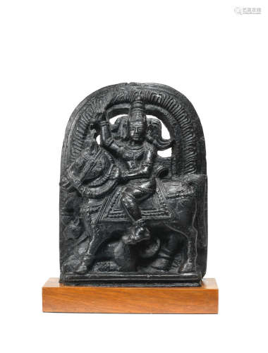 A granite Stele depicting a form of Siva Vijayanagar, South India, circa 15th Century