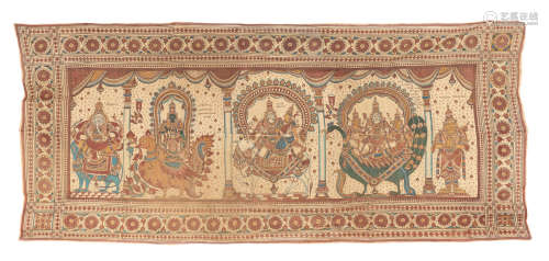 A mordant dyed cotton temple hanging South India, late 19th Century