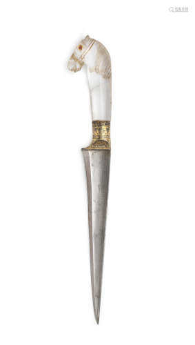 A Mughal rock crystal horse head dagger (peshkabz) North India, 18th/ 19th Century