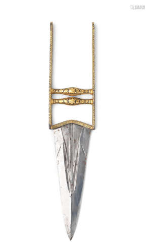 A gold koftgari steel push dagger (katar) North India, 18th Century