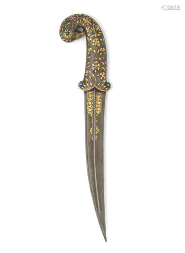 A gold koftgari steel dagger (khanjar) India, 19th Century