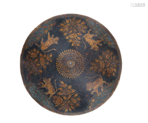 A painted and lacquered leather shield (dhal) Rajasthan, 19th Century