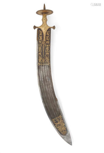 A gold koftgari steel ritual sword (tegha) Rajasthan or Madhya Pradesh, 18th Century