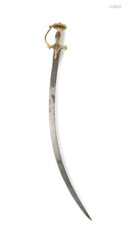 A gold koftgari steel sword (tulwar) North India, 18th Century