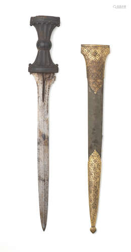 A wood hilted steel dagger North India, the blade Indonesia, 17th/ 18th Century