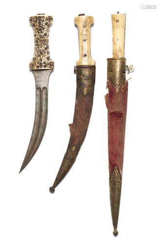 (3) Three walrus ivory-hilted steel daggers North India and Persia, 19th Century