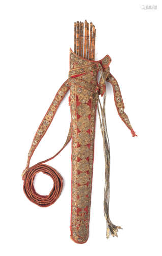 (11) A silver-thread embroidered velvet-clad leather quiver North India, probably Lahore, early 19th Century