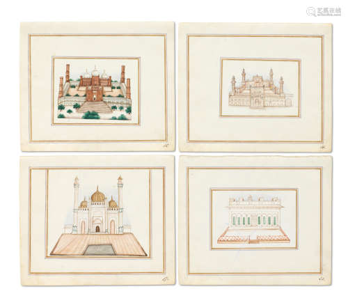 (16) Sixteen paintings from an album depicting tradespeople and monuments Punjab, Lahore, circa 1851