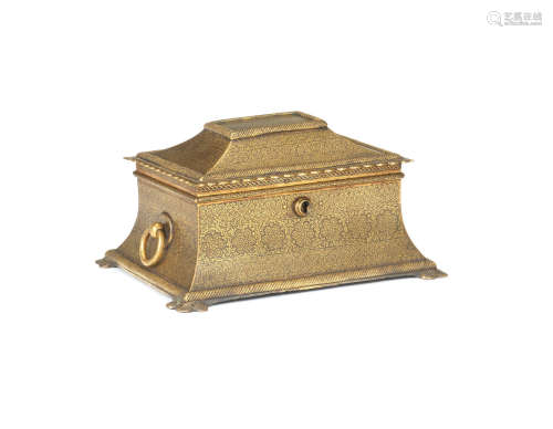 A Sialkhot gold koftgari steel casket North India,  19th Century
