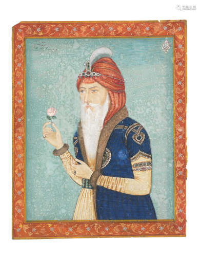 Maharajah Ranjit Singh holding a flower North India, early 20th Century