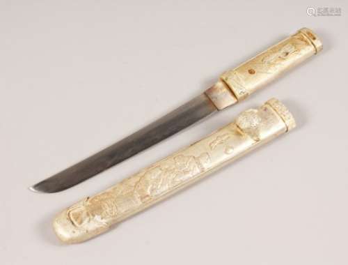 A JAPANESE TANTO, in a plated scabbard.