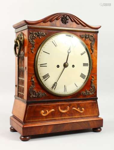 A 19TH CENTURY MAHOGANY BRACKET CLOCK, with eight-day fusee movement, circular cream dial and