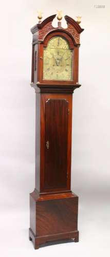 A GEORGE III MAHOGANY LONGCASE CLOCK, with eight-day movement, by John Jeffray, Glasgow, the