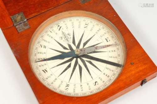 STANLEY, LONDON, a mahogany cased large compass. Compass: 7ins diameter.