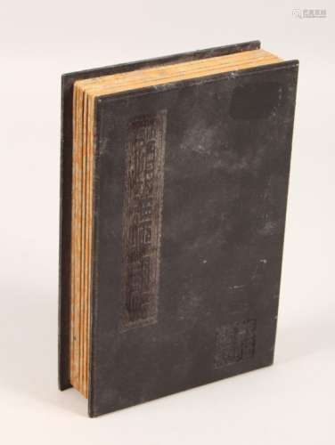 A CHINESE HARDSTONE BOOK. 9ins x 6ins.