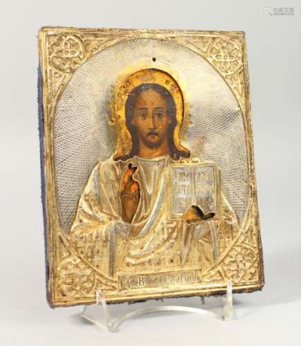 CHRIST, with silver gilt cover. Maker: B.C. 1875. 7ins x 5.5ins.