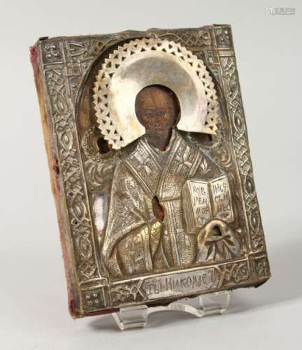 ST NICHOLAS, with silver cover. 4.5ins X 3.5ins.