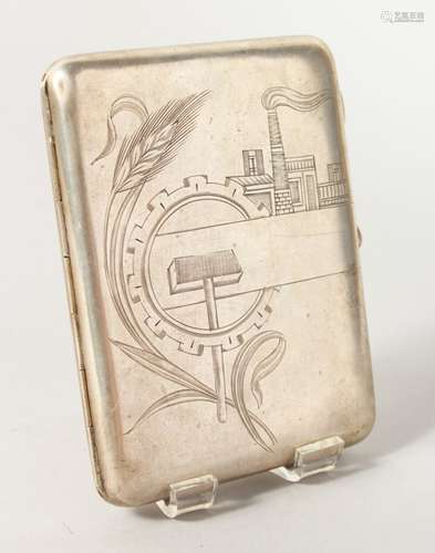 A RUSSIAN SILVER CIGARETTE CASE.