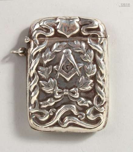 A SILVER MASONIC VESTA CASE.