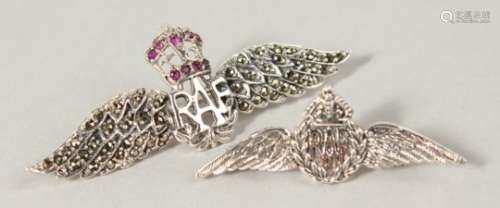 TWO SILVER R.A.F. BROOCHES.