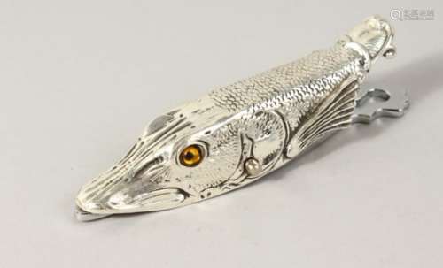 A SILVER PLATED TROUT PAPER CLIP. 5.5ins long.