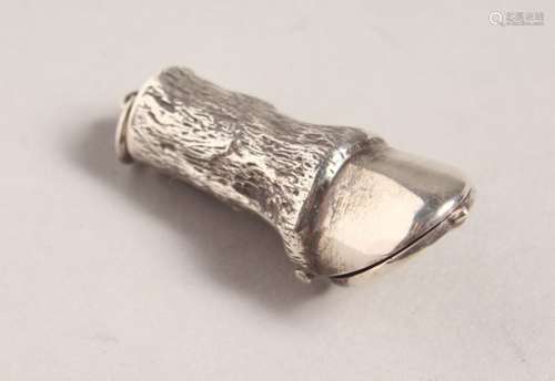 A CAST SILVER HOOF VESTA.