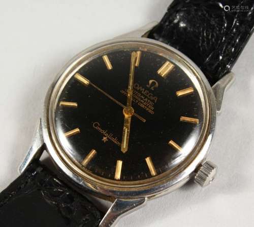 AN OMEGA GENTS STAINLESS STEEL CONSTELLATION AUTOMATIC WRISTWATCH, CIRCA. 1963, Movement: 24