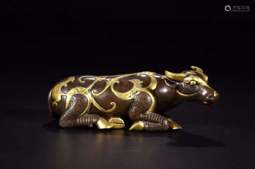 PARTLY GILDED BRONZE PAPER WEIGHT