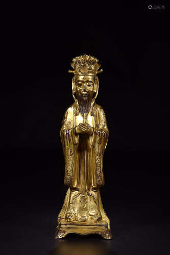 GILT BRONZE YUHUANG'DADI STANDING ORNAMENT