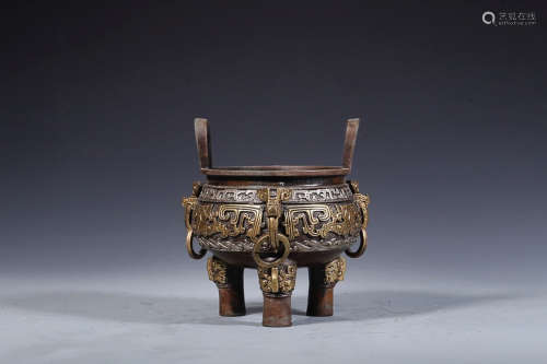 BRONZE WITH GITL SILVER DING CENSER