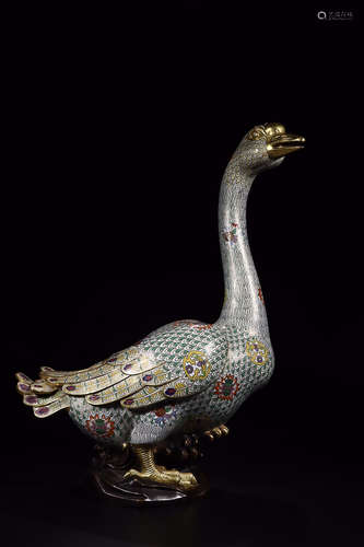 QIANLONG MARK CLOISONNE DUCK