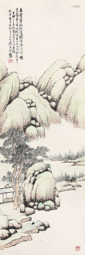 陆祖耀 （清末民国） 山水1927年作 设色纸本托片