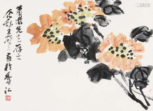 王个簃 （1897-1988） 花鸟 设色纸本册页