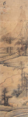 许友 （1620-1663） 云岭烟霭图 设色绢本立轴