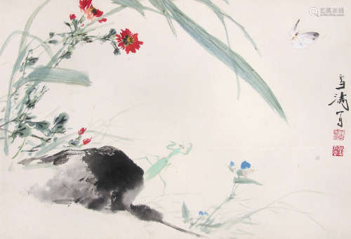 王雪涛 （1903-1982） 花卉 设色纸本立轴