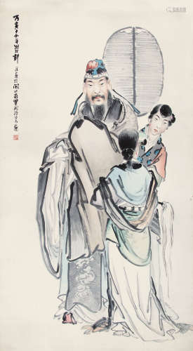 郭梁 （1894-1936） 天官赐福1926年作 设色纸本立轴