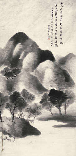 林纾 （1852-1924） 四山如墨雨霏霏1899年作 水墨纸本立轴