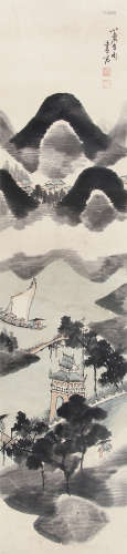 朱承 （19世纪末） 山水 水墨纸本镜片