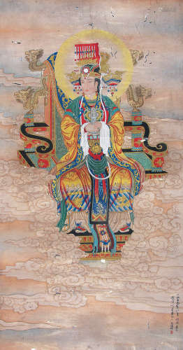 孔继昭 （1924-1995） 妈祖神像1979年作 设色纸本立轴