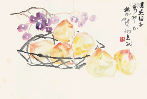 张大壮 （1903-1980） 硕果 设色纸本书籍