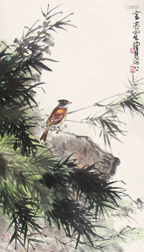 陈佩秋 （b.1922） 花鸟 设色纸本立轴