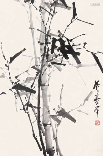 董寿平 （1904-1997） 墨竹 水墨纸本镜片