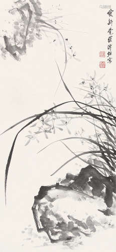 溥佐 （1918-2001） 兰石图 水墨纸本立轴