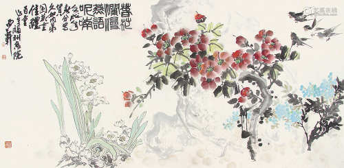 郑百重 （b.1945） 春花浪漫1982年作 设色纸本镜片