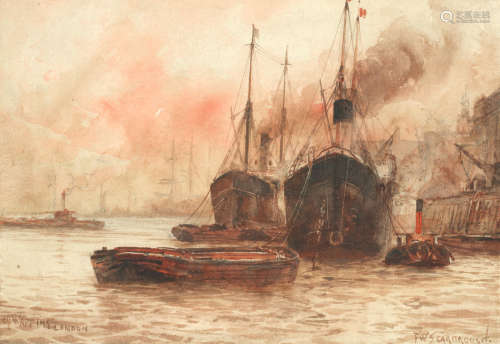'Low Tide Pool of London'; 'Off Wapping London', a pair (2) Frank William Scarbrough(British, 1860-1939)
