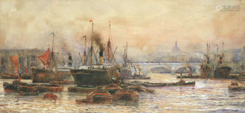 'London Bridge' Frank William Scarbrough(British, 1860-1939)