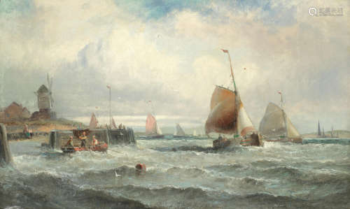 Dutch Boats in the Medway  William Thornley(British, Active 1857-1898)